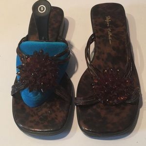 Stefani collection PVC sandals beaded bow 6.5